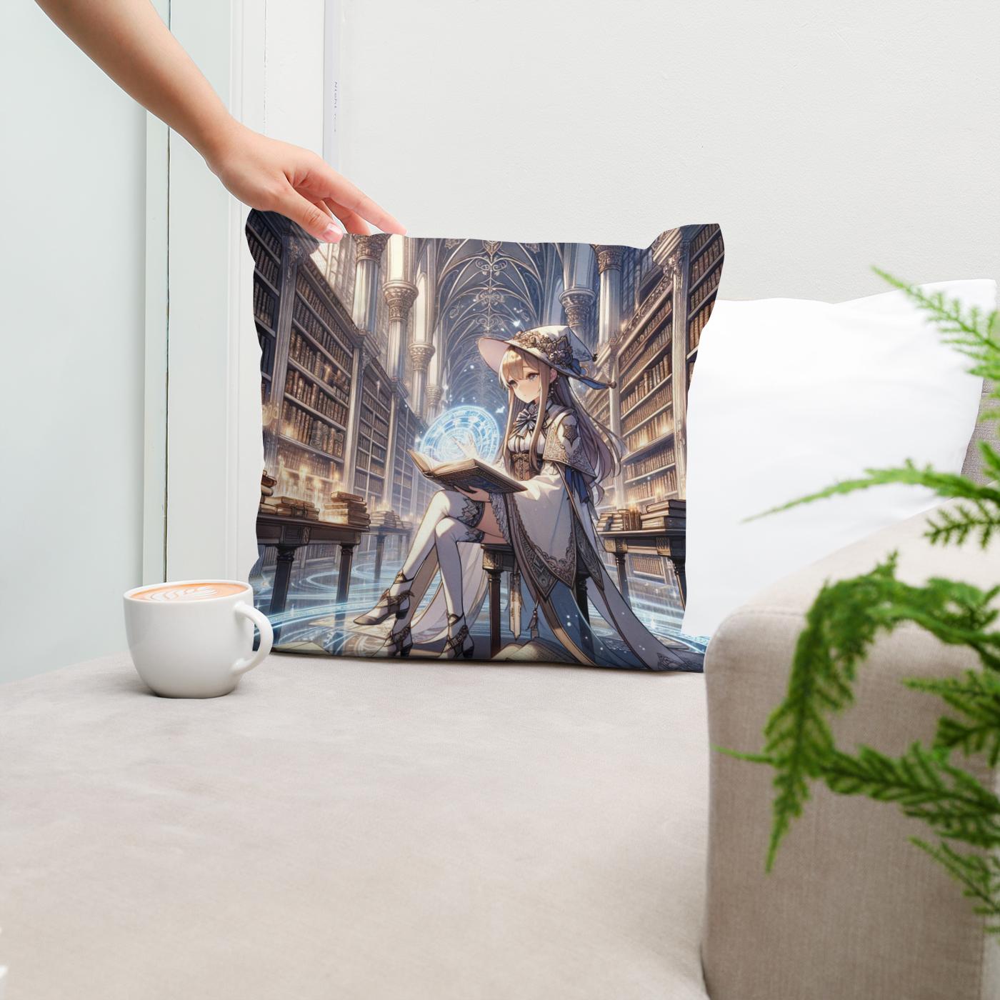 Mystical Library Guardian Cotton Cushion