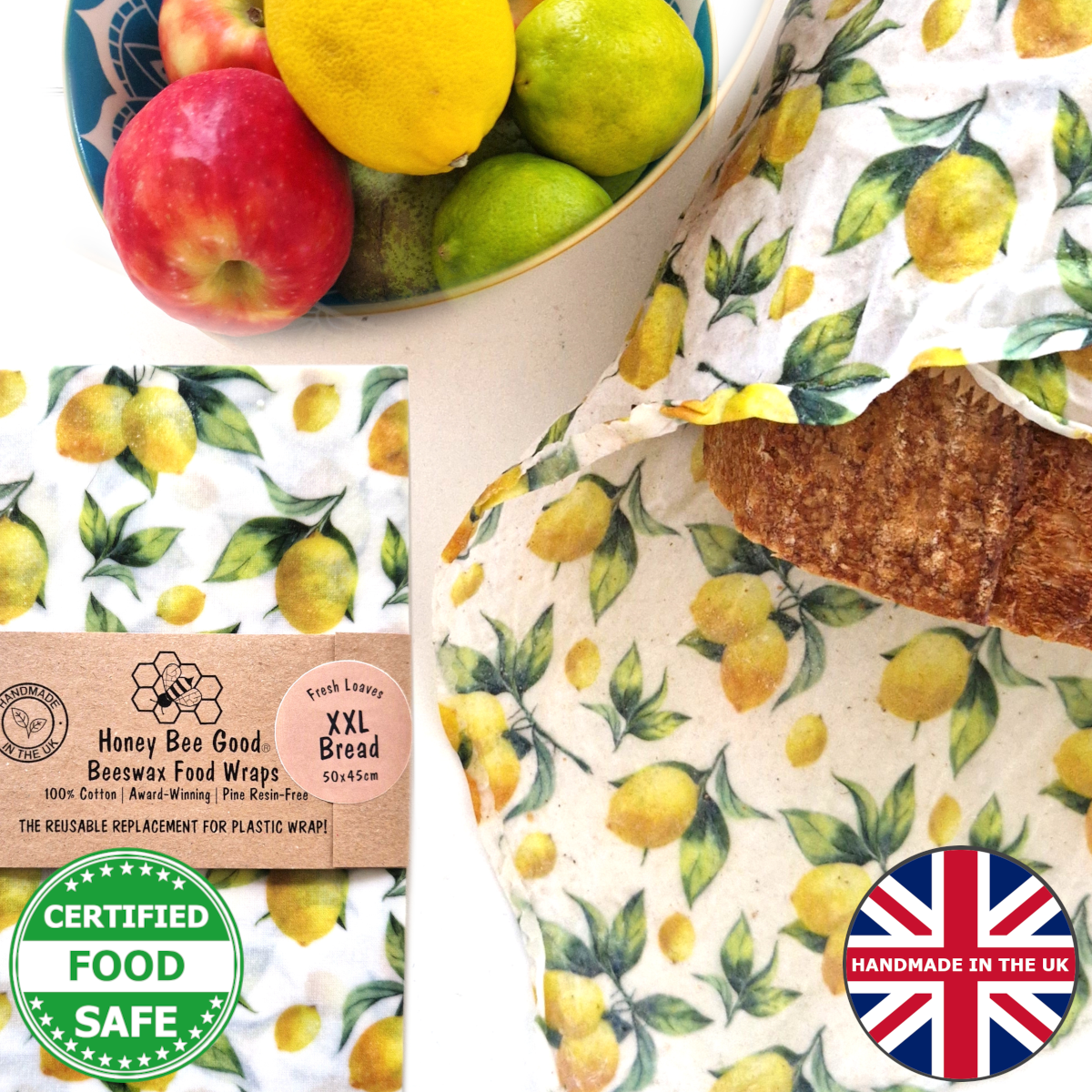 *Beeswax wraps XXL Bread Wrap | Lemons