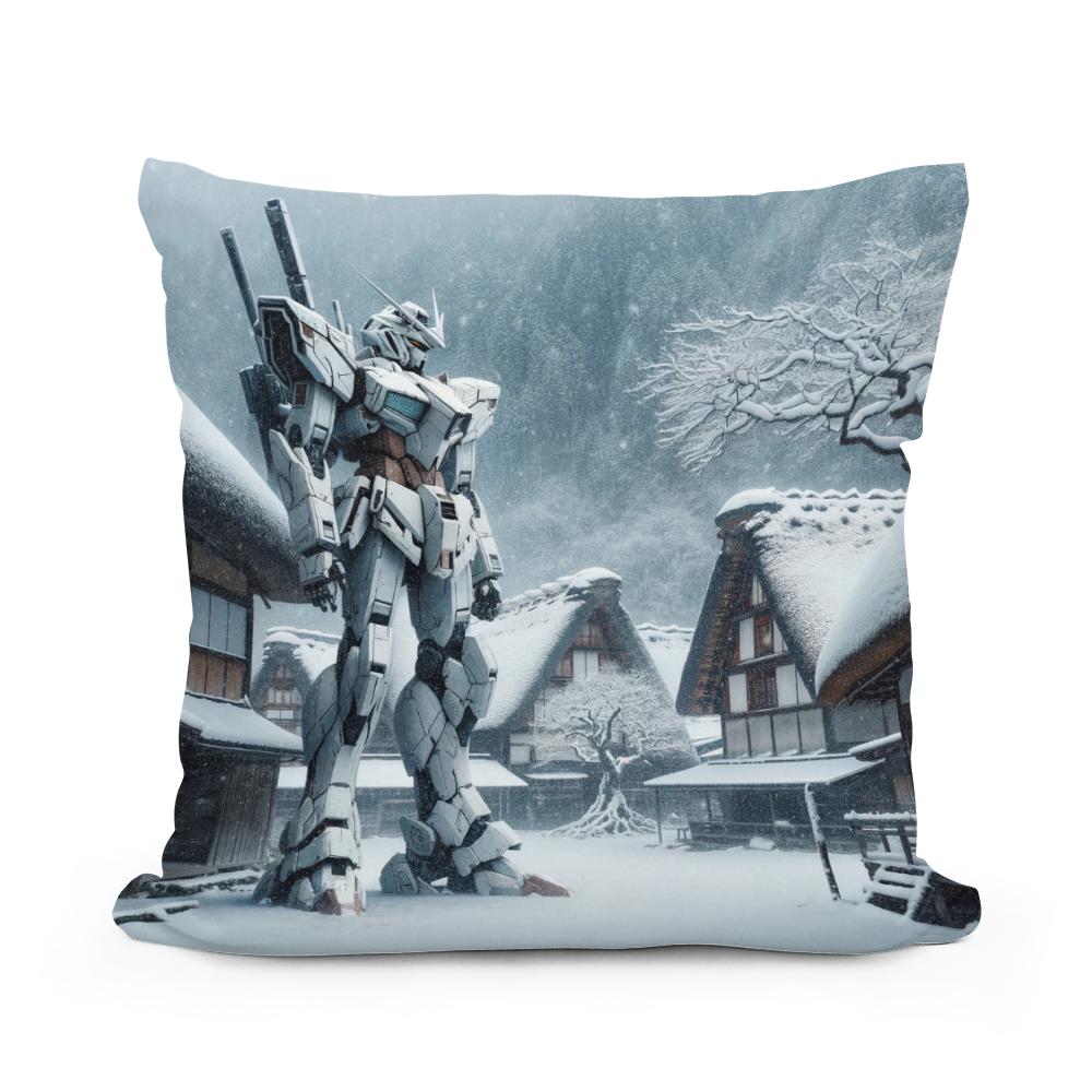 Lost Mecha in Snow Cotton Cushion