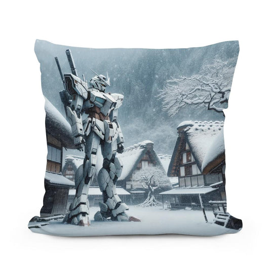 Lost Mecha in Snow Cotton Cushion