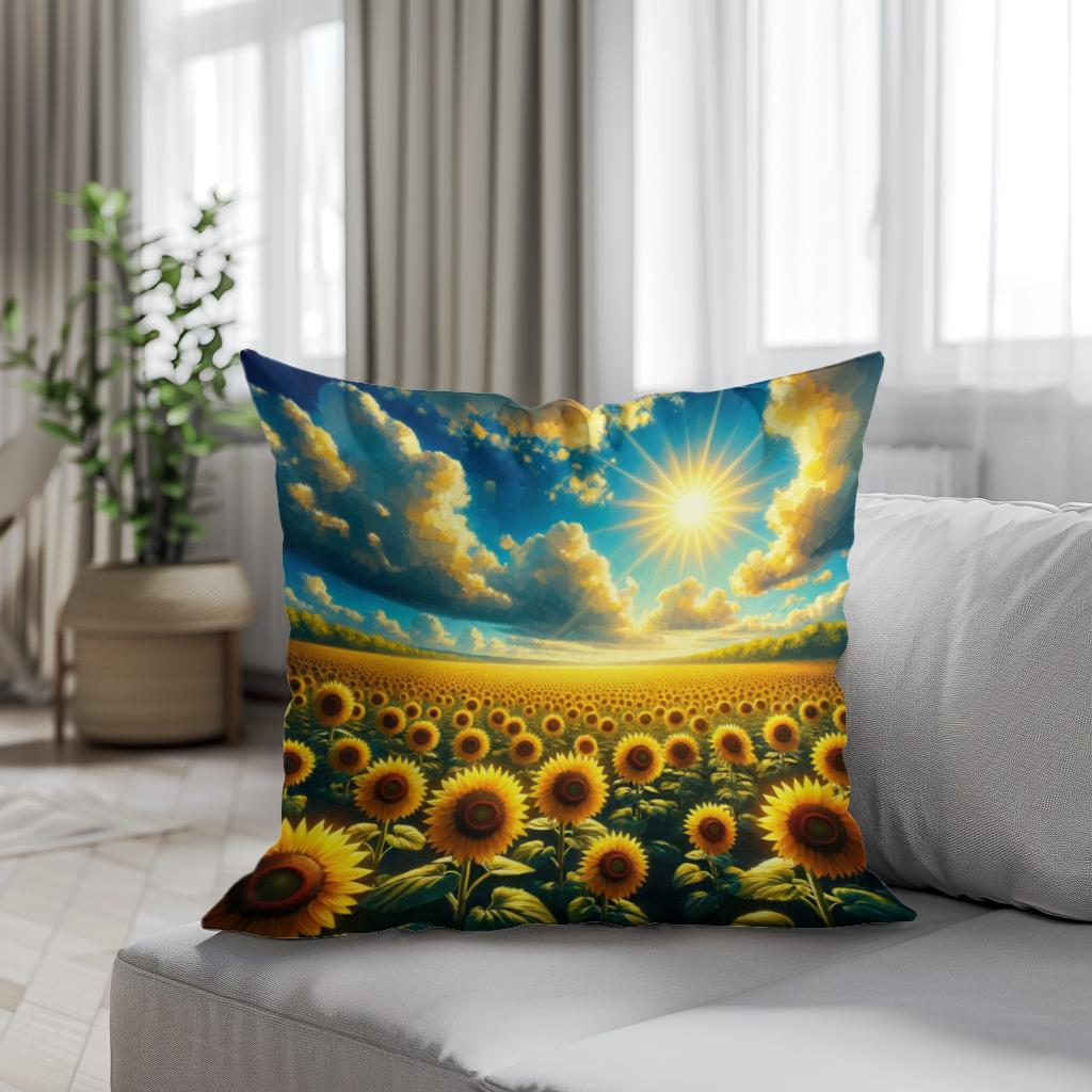 Vibrant Sunflower Glory Cotton Cushion