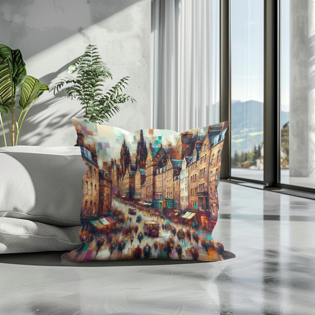 Edinburgh Royal Mile Abstract Essence Cotton Cushion
