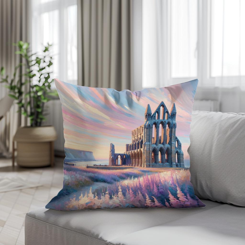 Whitby Abbey Sunrise Cotton Cushion