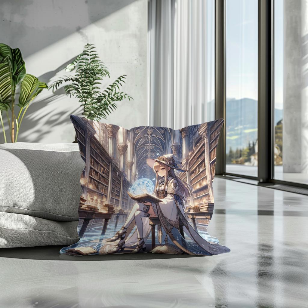 Mystical Library Guardian Cotton Cushion
