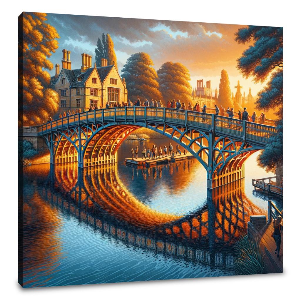 Cambridge Sunset Serenity at Mathematical Bridge Canvas