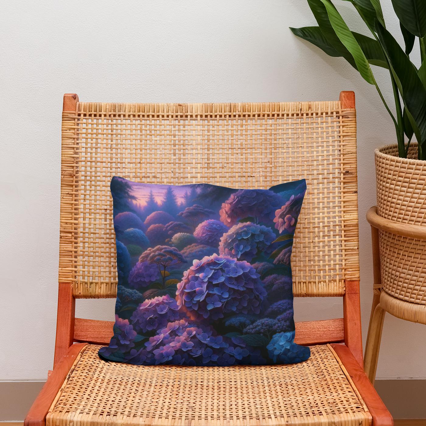 Twilight Hydrangea Harmony Cotton Cushion