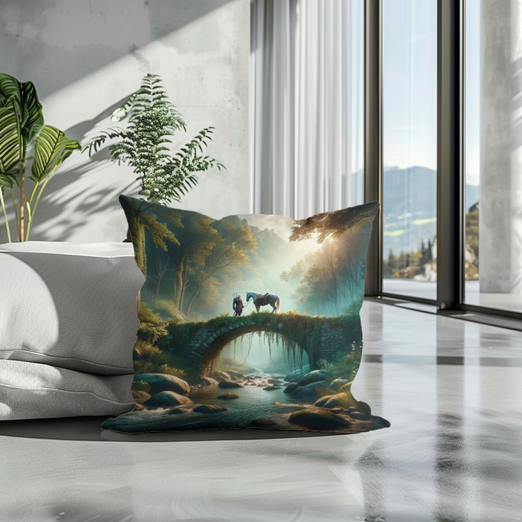Forest Bridge Cotton Cushion