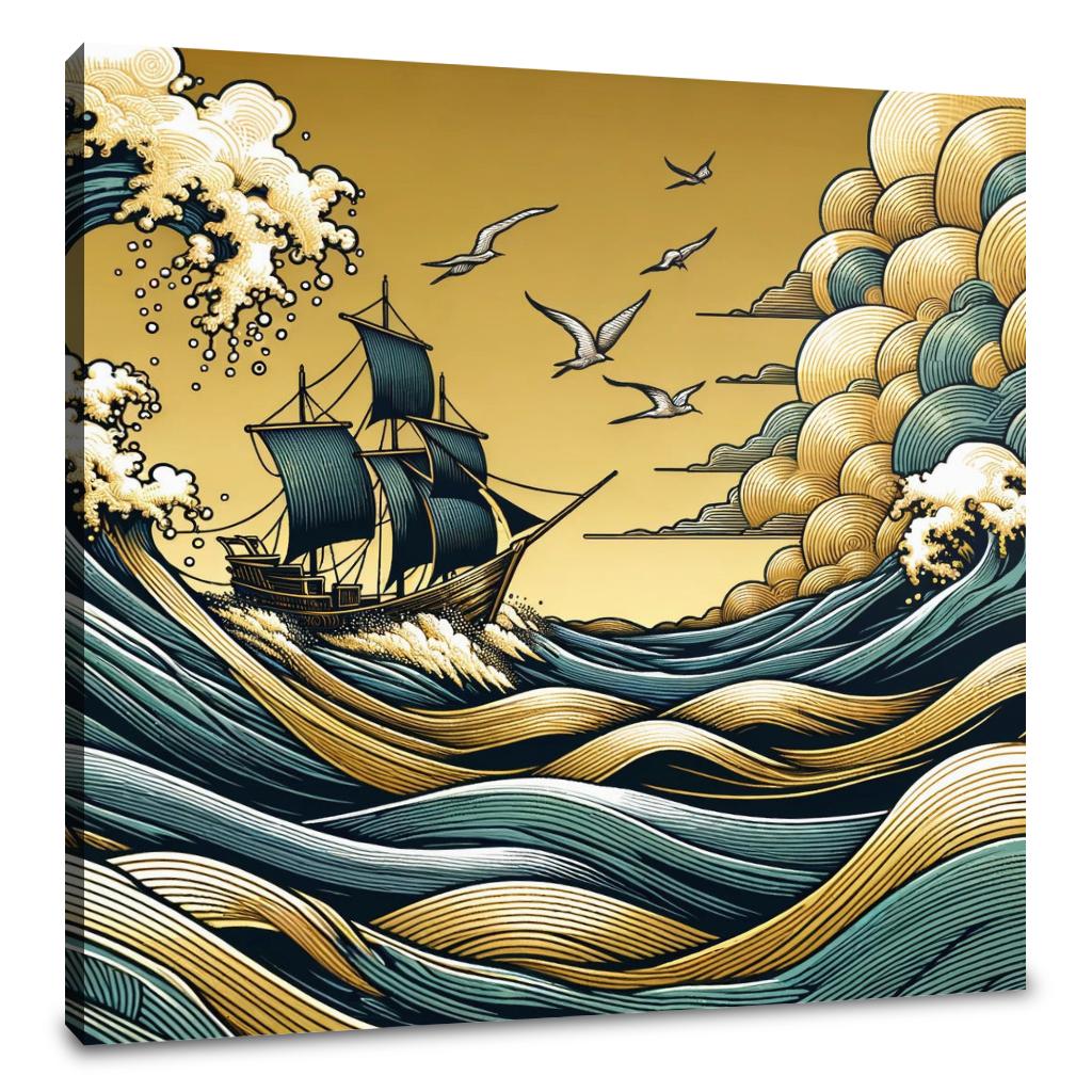 Golden Seascape Voyage Canvas