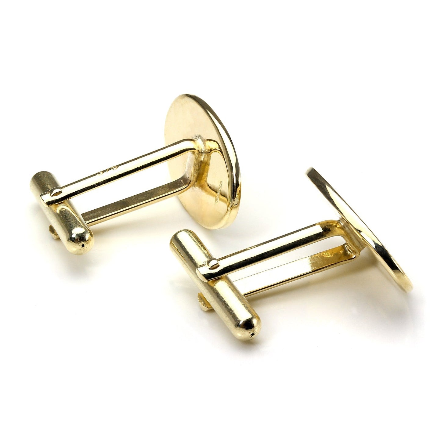 9ct Gold Classic Edged Swivel Back Oval Cufflinks