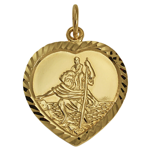 9ct Gold St Christopher in Love Heart