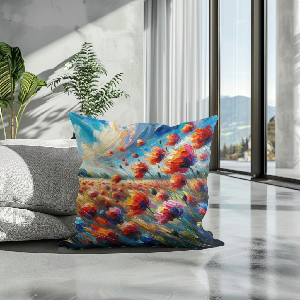 Whispering Poppies Cotton Cushion