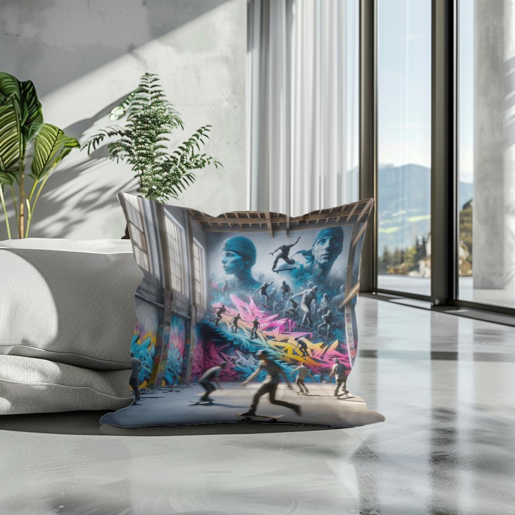 Skateboard Symphony Cotton Cushion