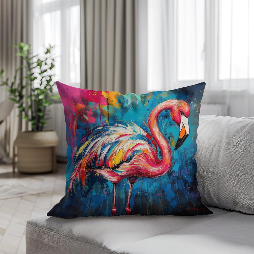 Flamingo's Vibrant Dance Cotton Cushion