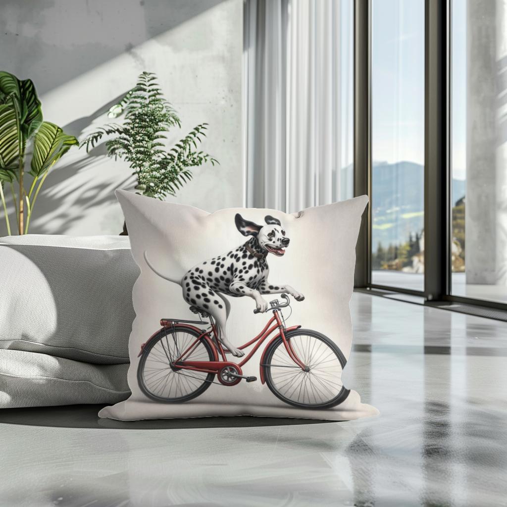 Pedalling Pooch Adventure Cotton Cushion