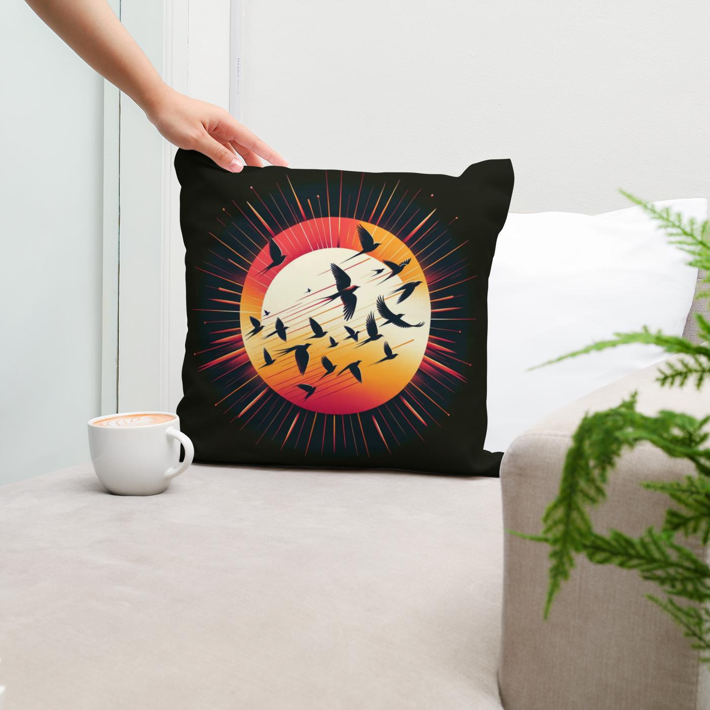 Sunset Avian Symphony Cotton Cushion