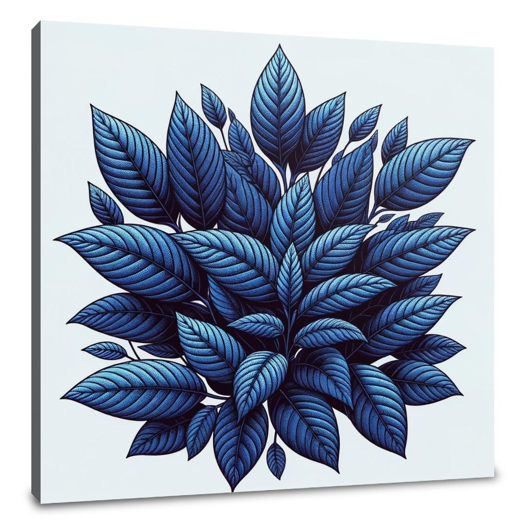 Indigo Foliage Embrace Canvas