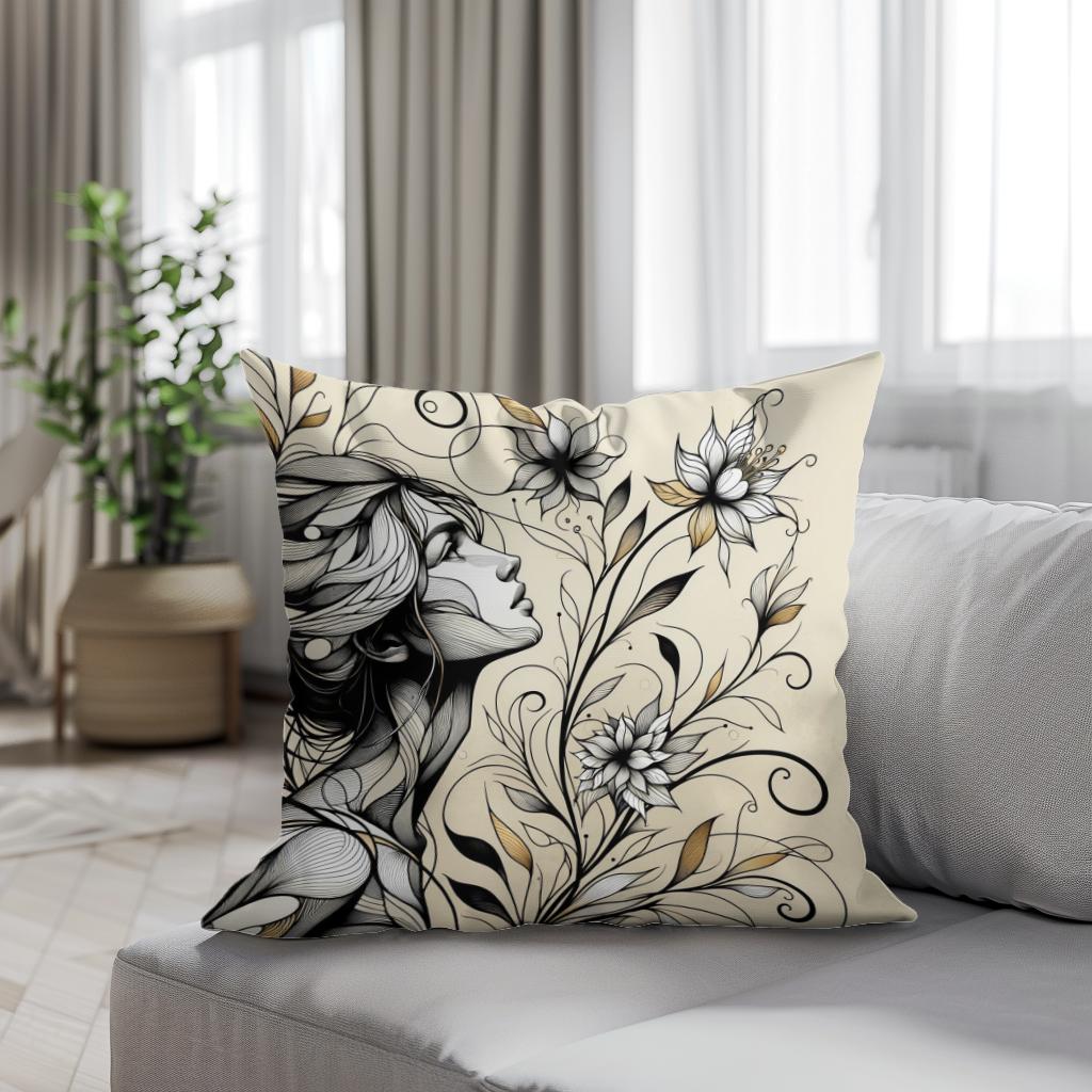 Serene Blossom Cotton Cushion