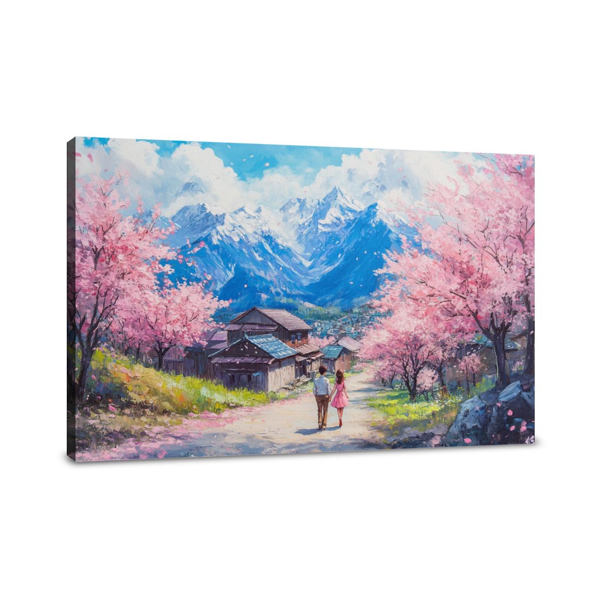 Spring Harmony Village Canvas