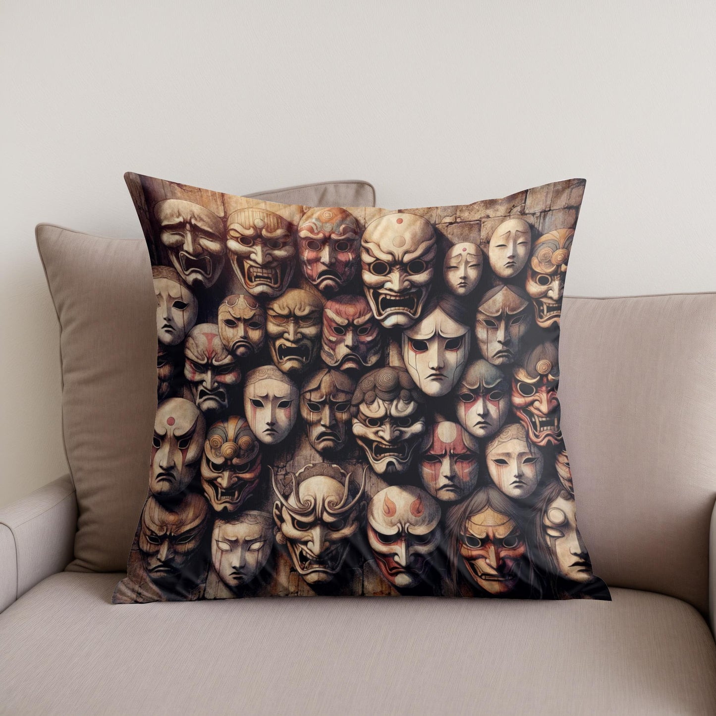 Mystery of Masks Cotton Cushion