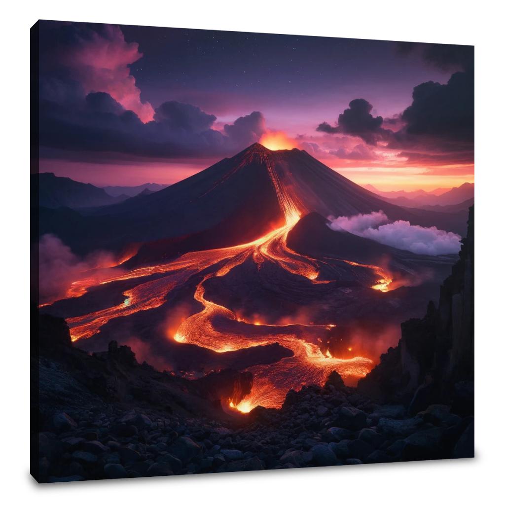 Twilight Volcano Canvas