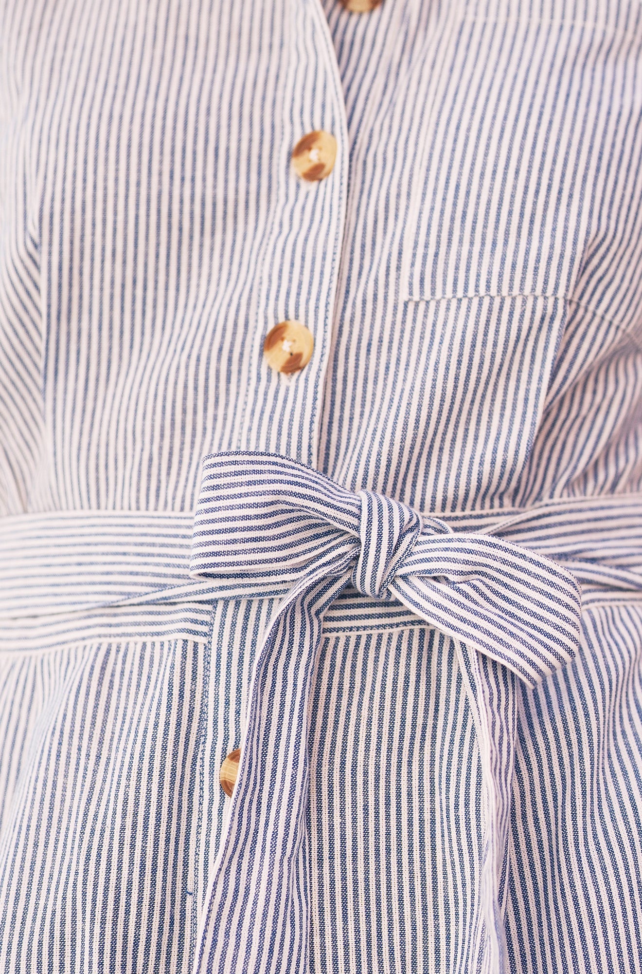 Yumi Blue Pinstripe Cotton Jumpsuit