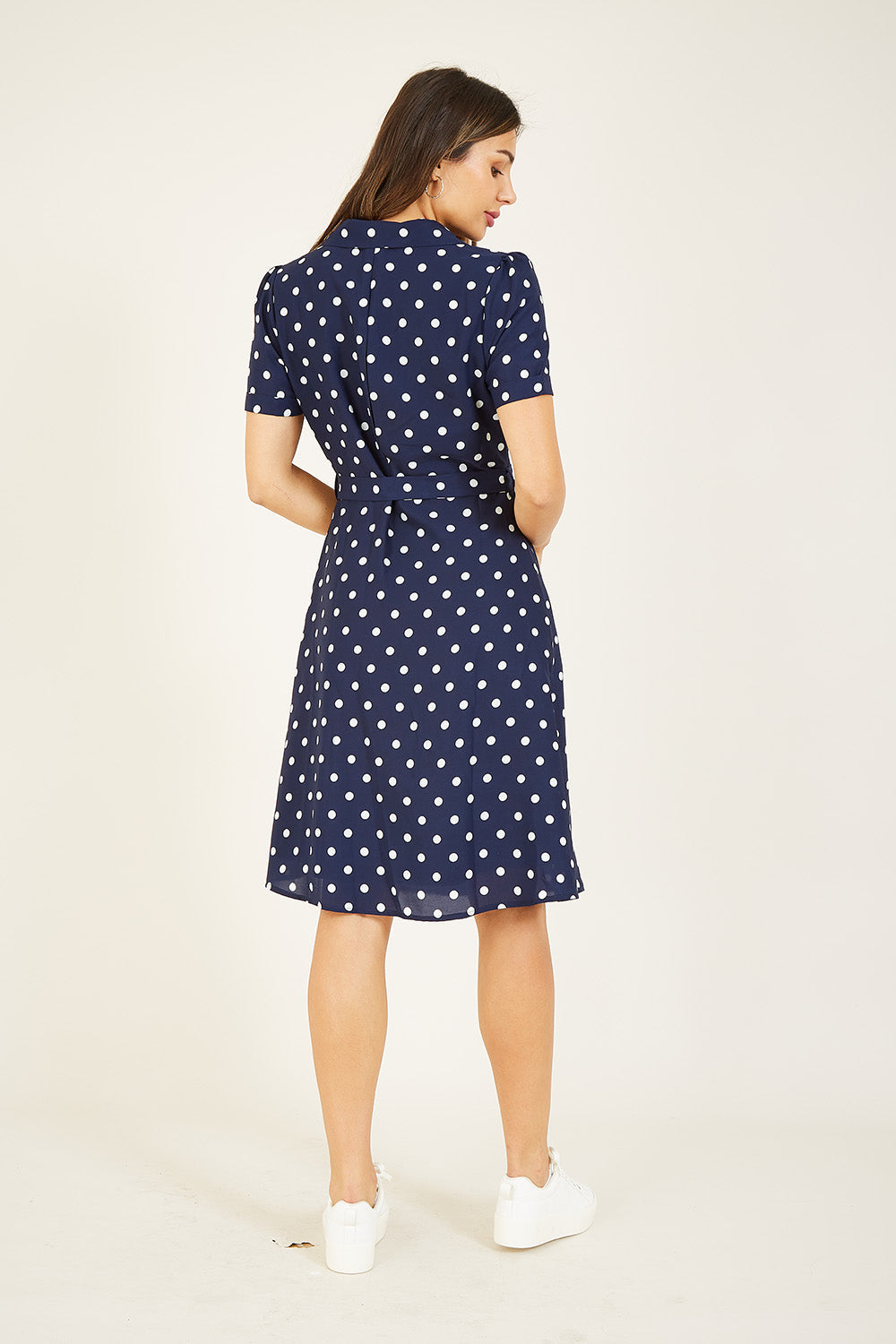 Navy Spot Retro Shirt Dress