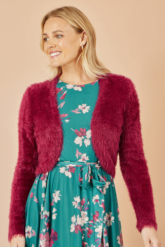 Yumi Burgundy Eyelash Knit Bolero