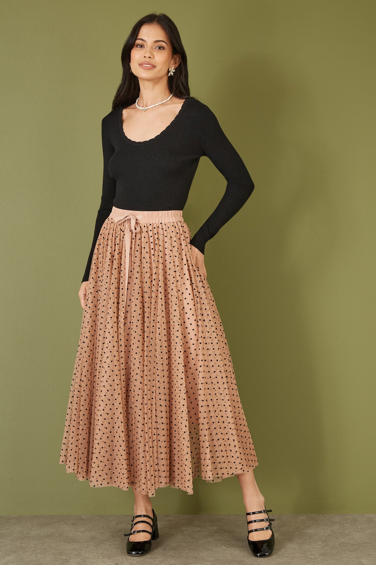 Yumi Black Metallic Knitted Ribbed Top