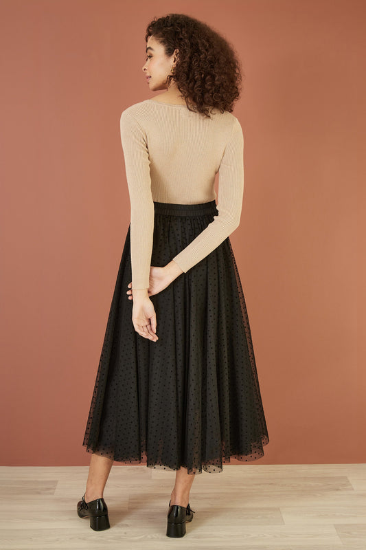 Yumi Gold Metallic Knitted Ribbed Top