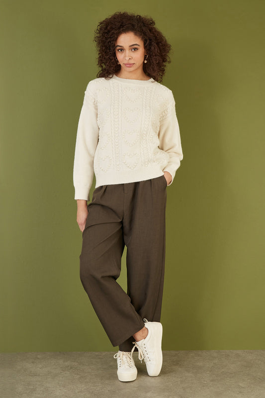 Yumi Brown Wide Leg Trousers
