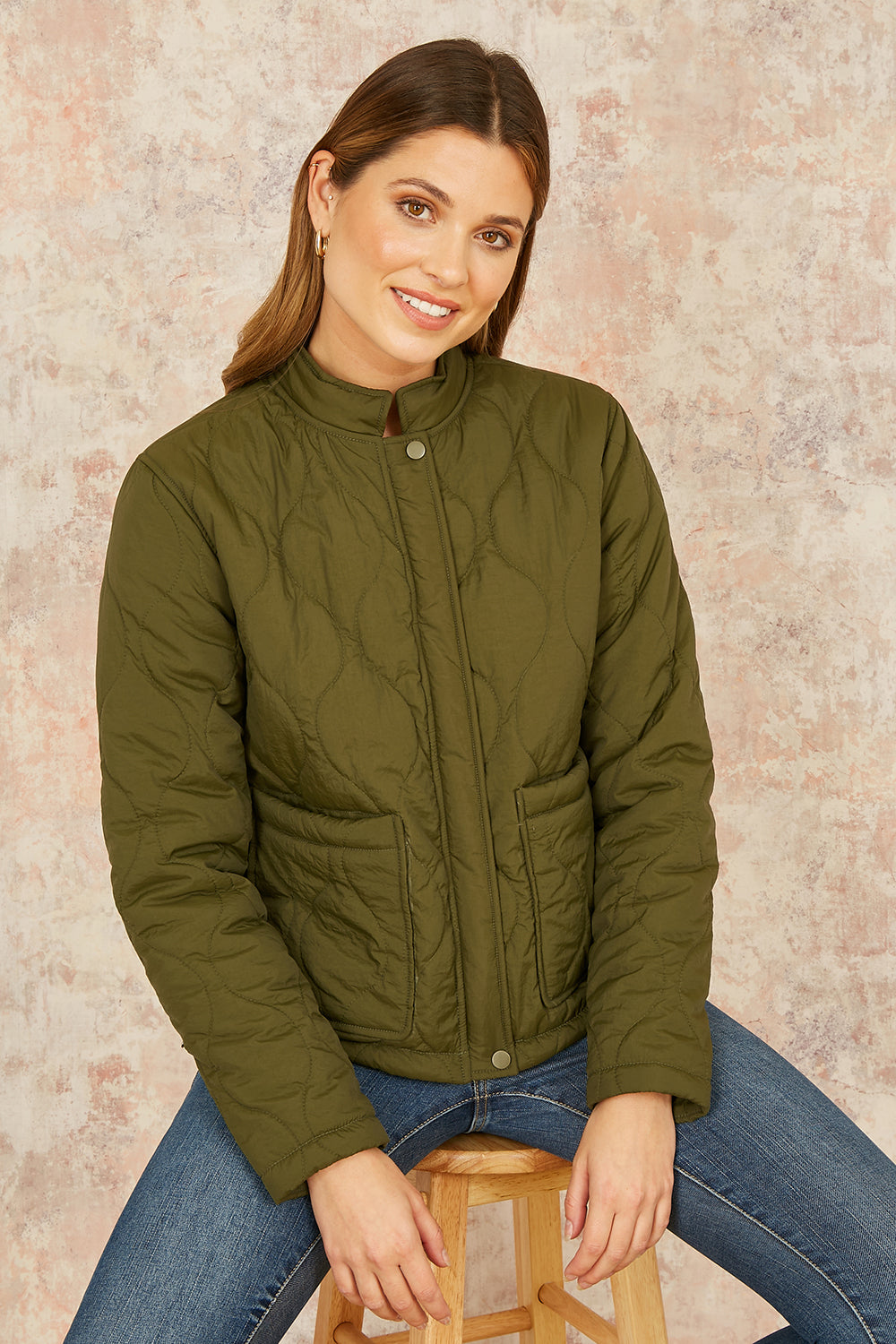 Yumi Green Short Quilted Jacket