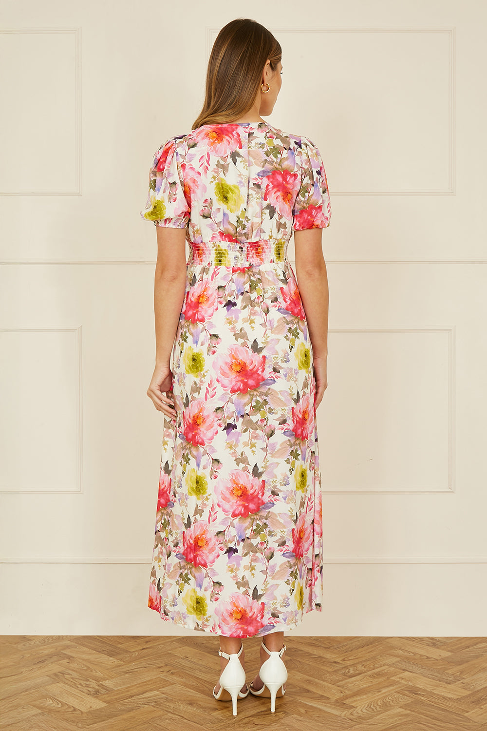 Yumi White Floral Midi Dress