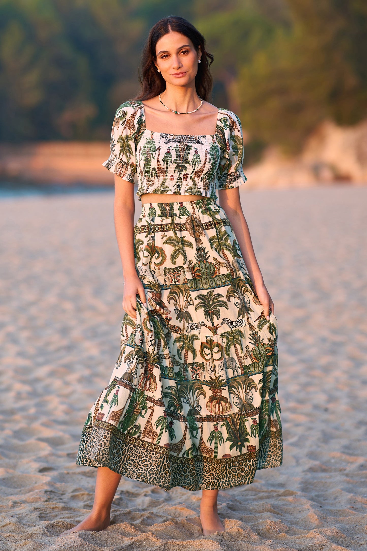 Yumi White Cotton Voile Safari Midi Skirt