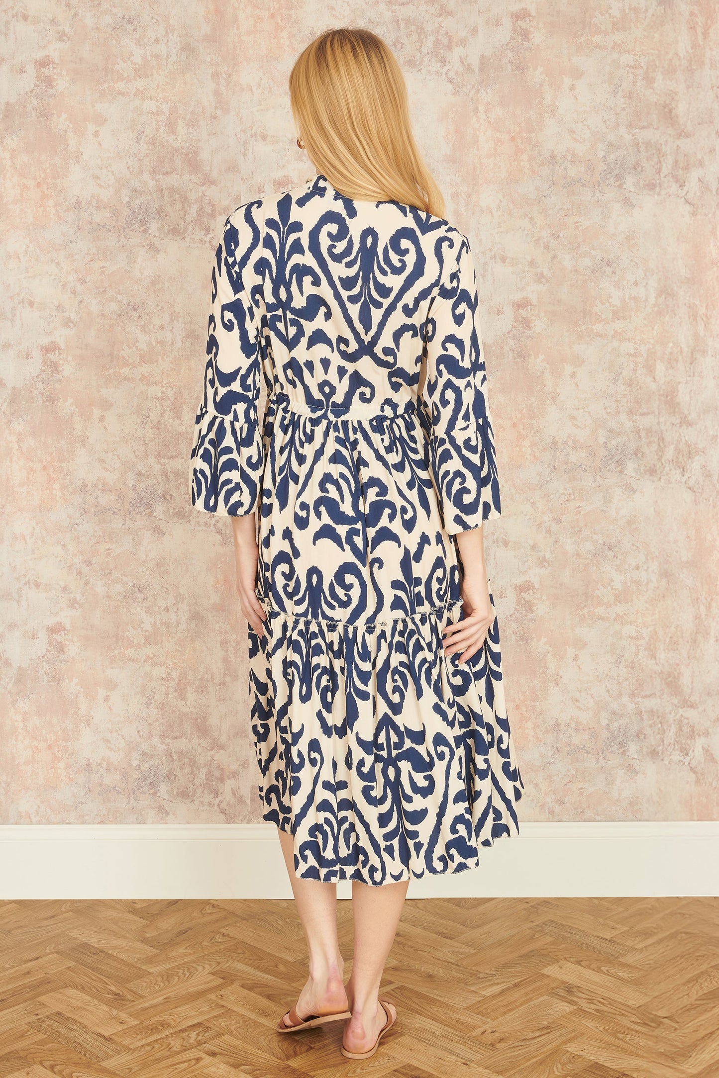 Yumi Navy Block Print Kaftan