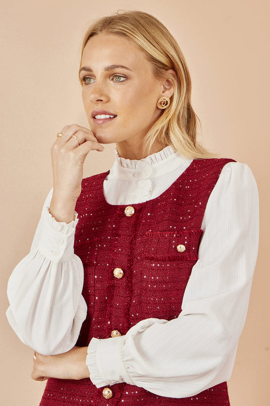 Yumi Burgundy Boucle Tunic Dress