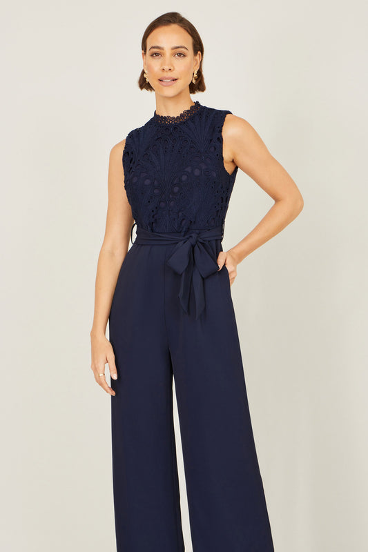 Yumi Navy Lace Sleeveless Jumpsuit