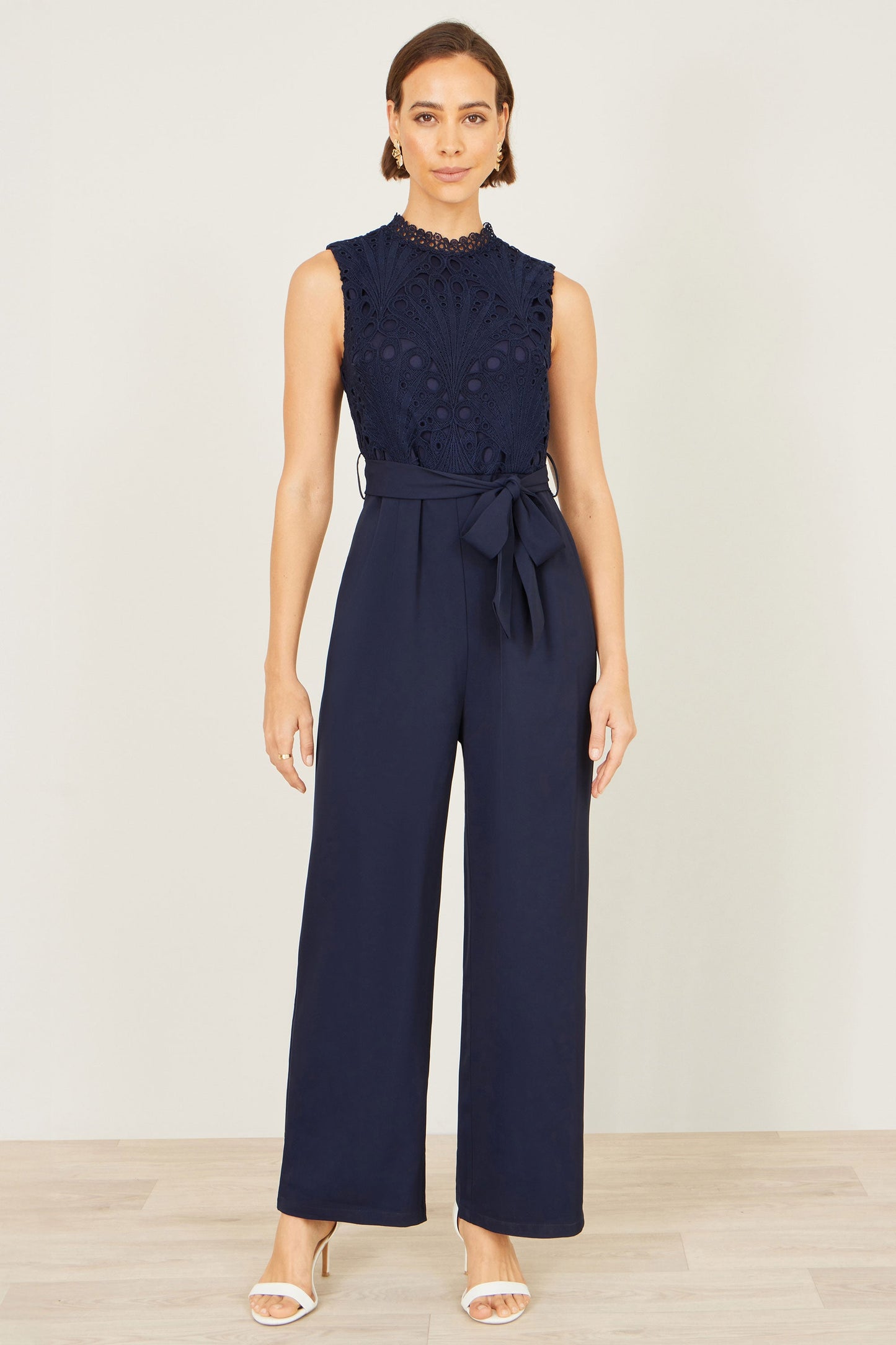 Yumi Navy Lace Sleeveless Jumpsuit