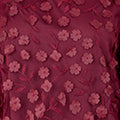 Yumi Burgundy Sheer Sleeve Applique Flower Top