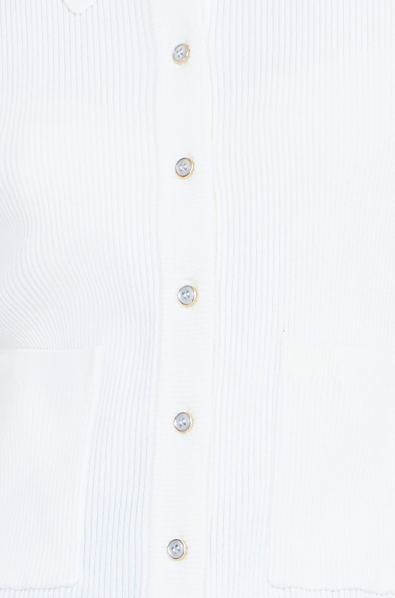 Yumi Ivory Ribbed Collar Button Up Cardigan