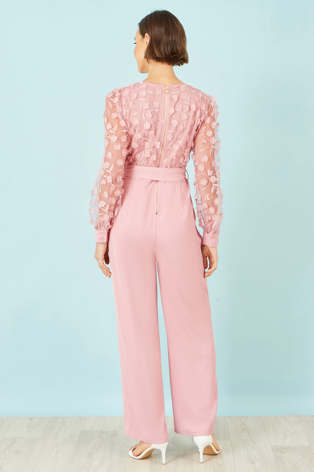 Yumi Pink Flower Applique Jumpsuit