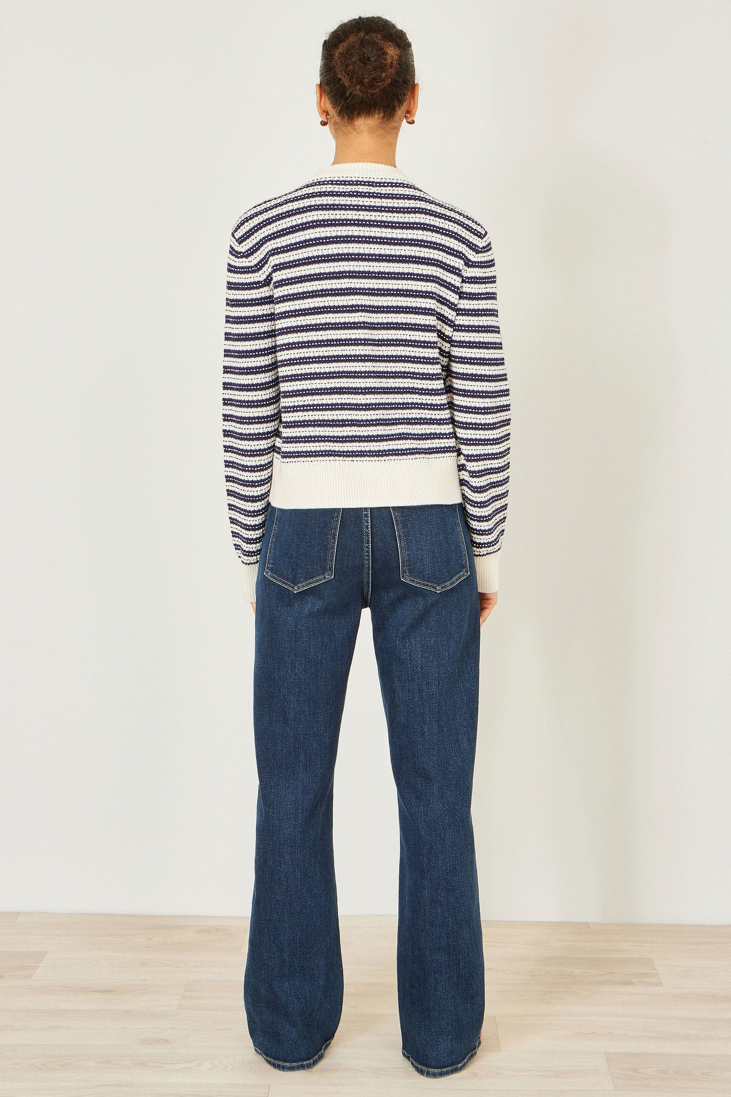 Yumi Multicolour Block Stripe Tie Front Cardigan