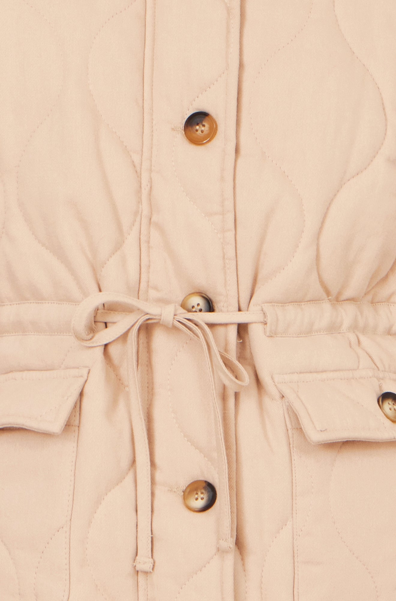 Yumi Beige Quilted Utility Gilet
