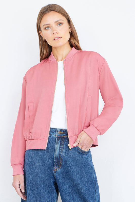 Yumi Pink Relaxed Lightweight Bomber Jacket
