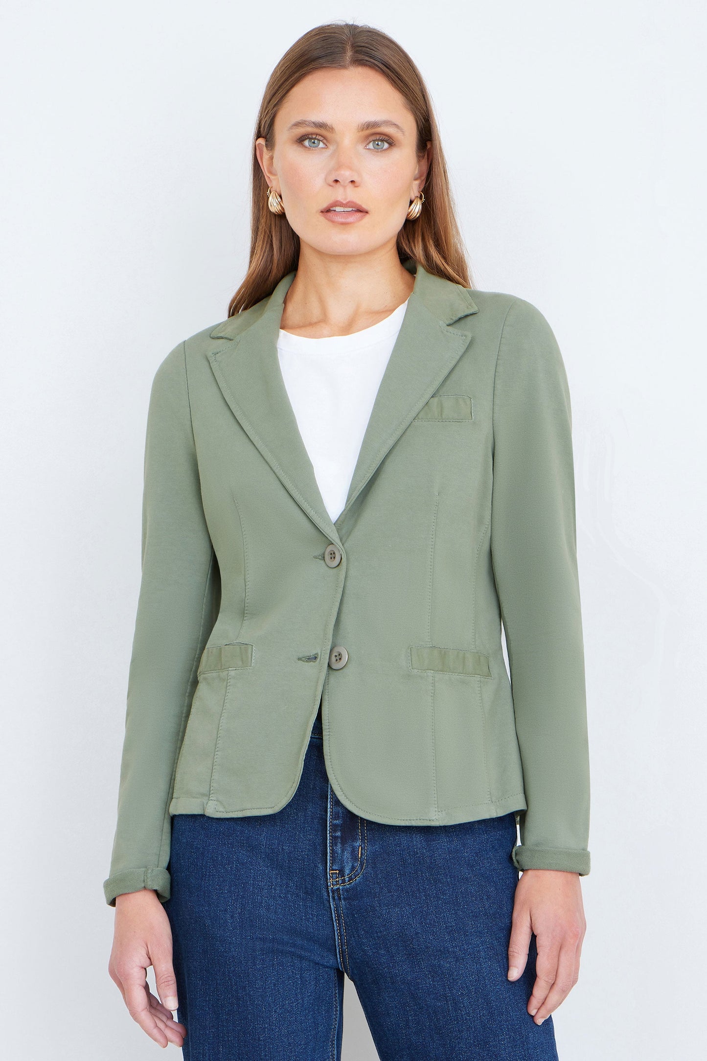 Yumi Green Stretch Cotton Blazer