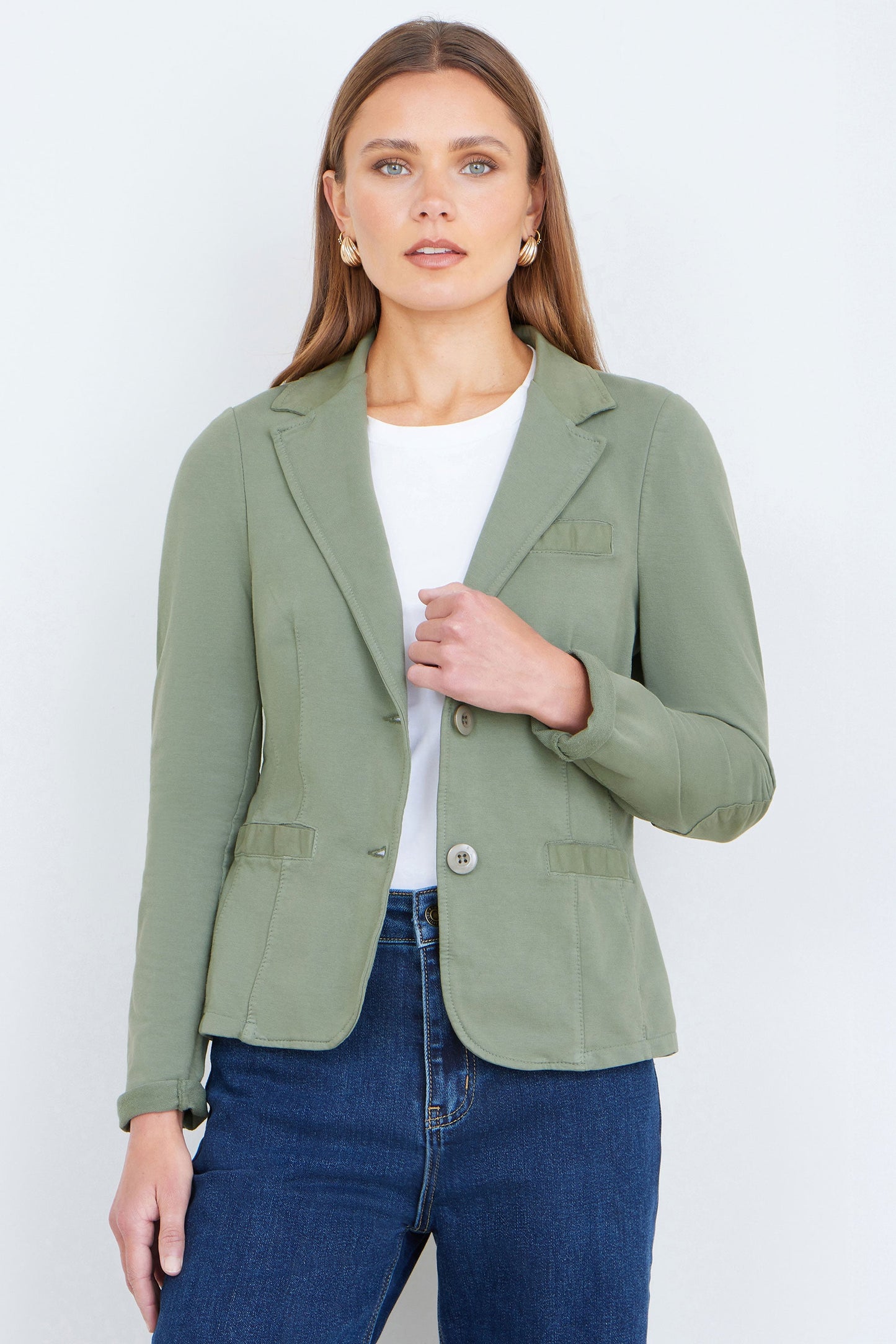 Yumi Green Stretch Cotton Blazer