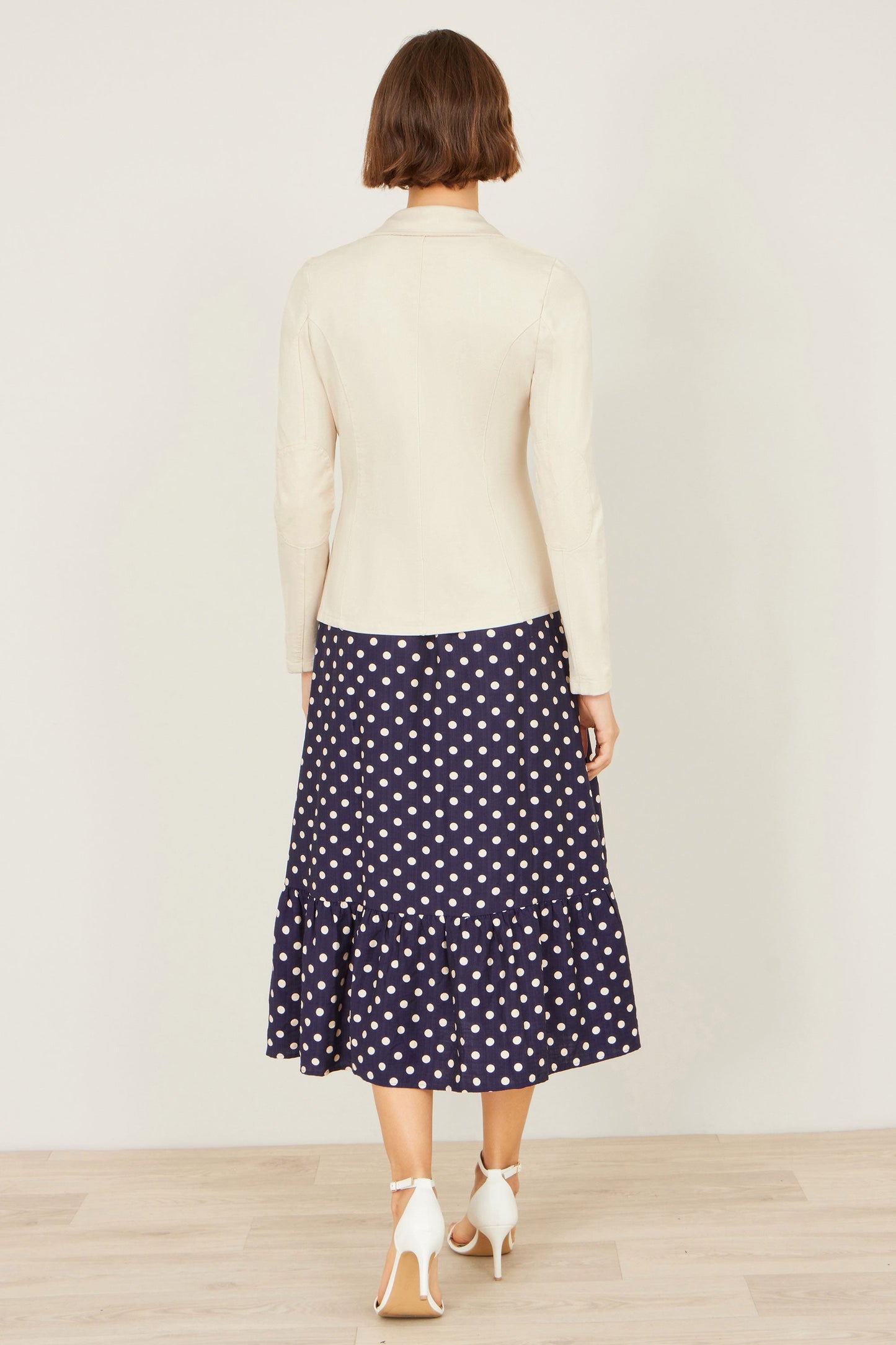 Yumi Beige Stretch Cotton Blazer