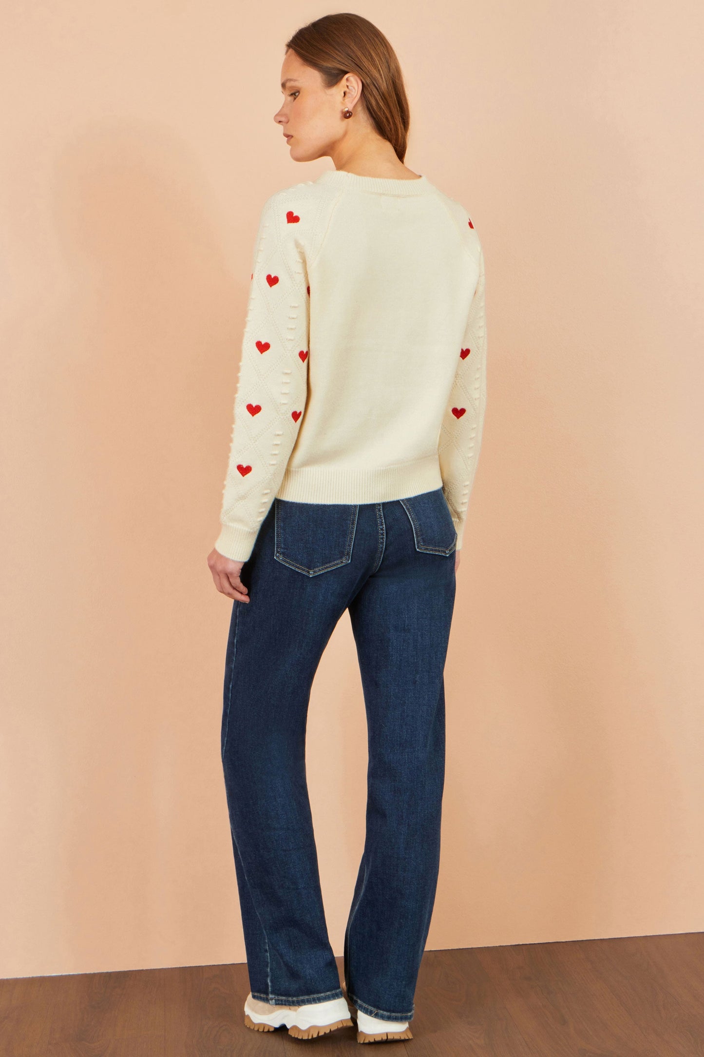 Yumi Ivory Embroidered Heart Jumper