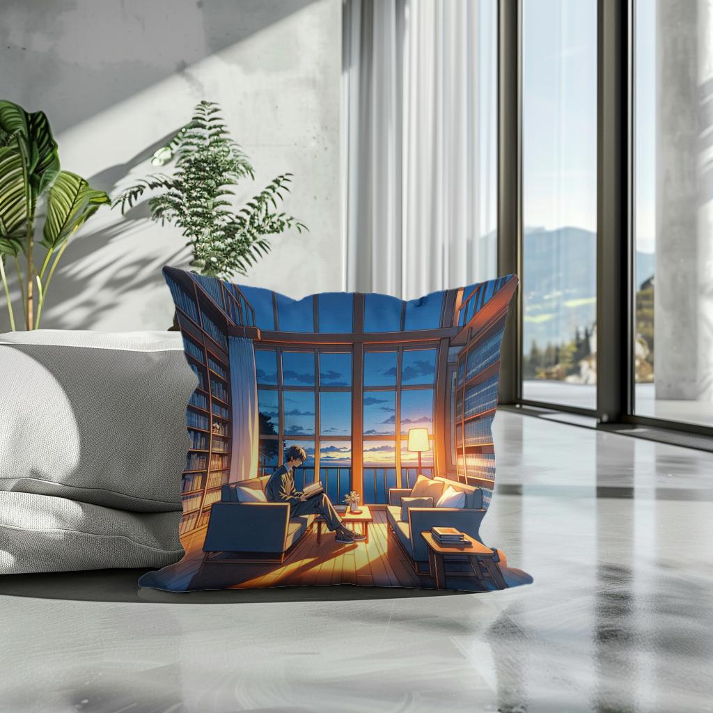 Twilight Library Calm Cotton Cushion