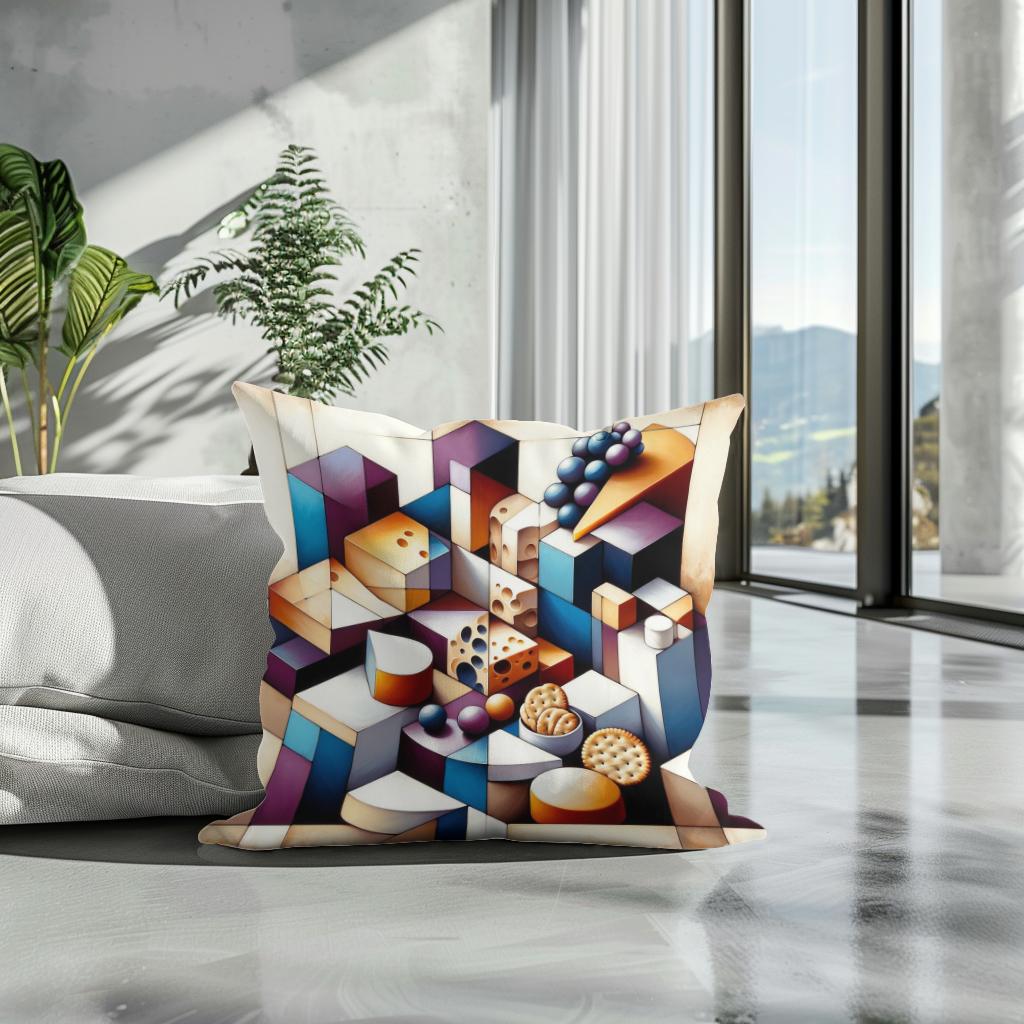 Cheese Platter Geometry Cotton Cushion