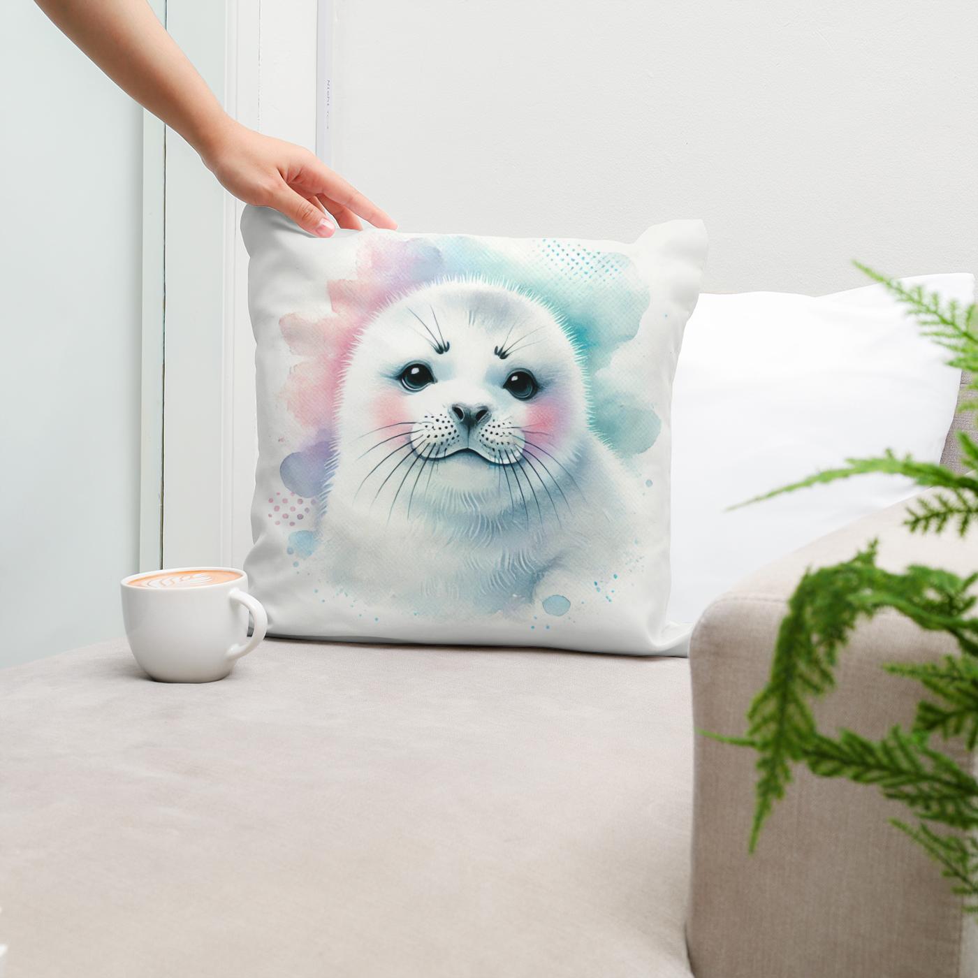 Smiling Harp Seal Cotton Cushion